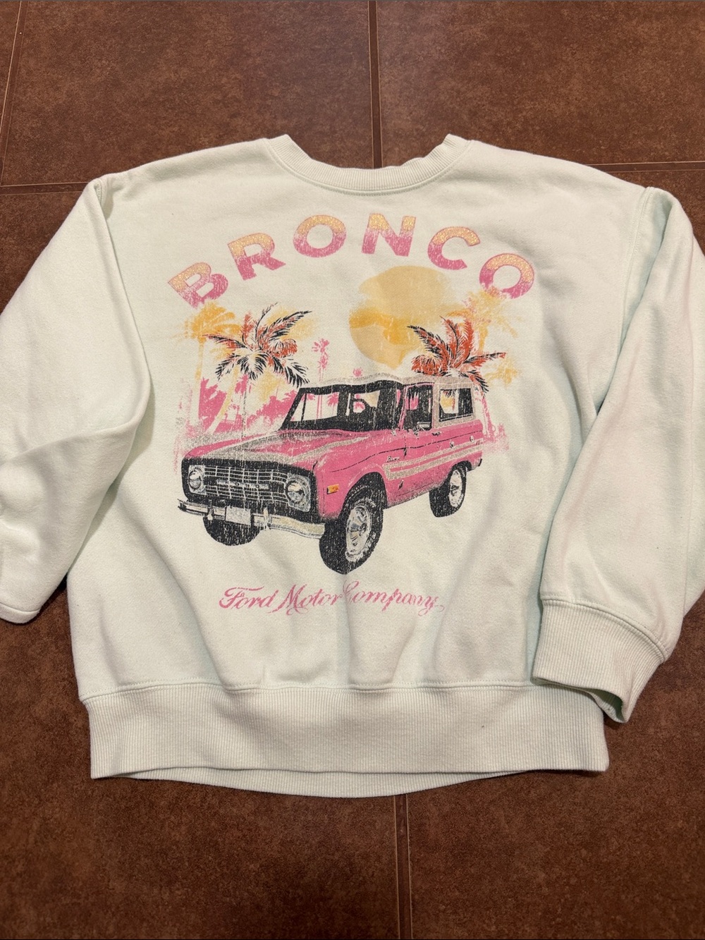 Ford Kids Sweatshirt with Pink Bronco and Sunset Graphic